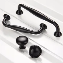 MEGAIRON 1pcs Matte Black Zinc Alloy Pull Handles Knobs European Wardrobe Cupboard Door Drawer Cabinets Home Decor