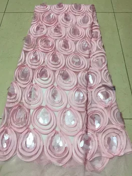 

Latest African 3d Lace Fabrics Embroidered French Sequins Lace Fabric 2018 Nigerian French Net Lace Fabrics