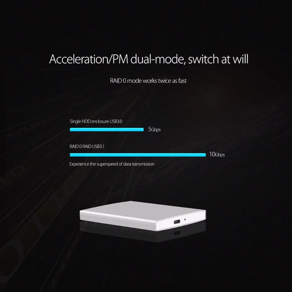  ORICO Aluminium Dual Bay Typ-C mSATA SSD Fall mit RAID Funktion Unterstützung 10Gbps USB3.1 Gen2 US