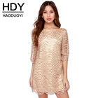 Save 13.59 on HDY Haoduoyi Golden Wave Sequin Lace Dress Women Backless Bla Sheer Shift Dresses Cut Out Sequin Mesh Straight Dress Vestidos