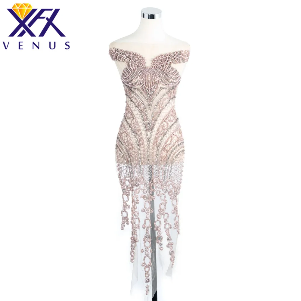 

XFX VENUS 1 Set Hand Sewing On Rhinestone Applique Clothes trim Patch Wedding Dress Trimming Costume Embellishment Accessories