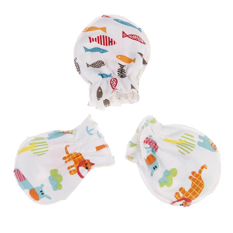 3 пары модные детские перчатки против царапин защита на Кроватку Новорожденного лица Хлопок царапины варежки