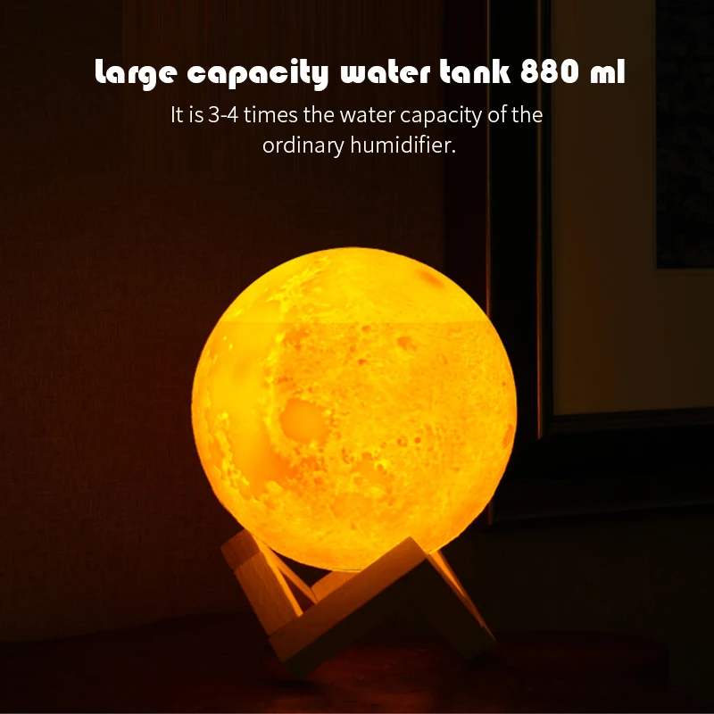 Pаспродажа 880 мл USB Ультразвуковой Арома увлажнитель воздуха с 3D лунной лампой светильник Арома масла эфирный диффузор воздуха туман для спальни стол