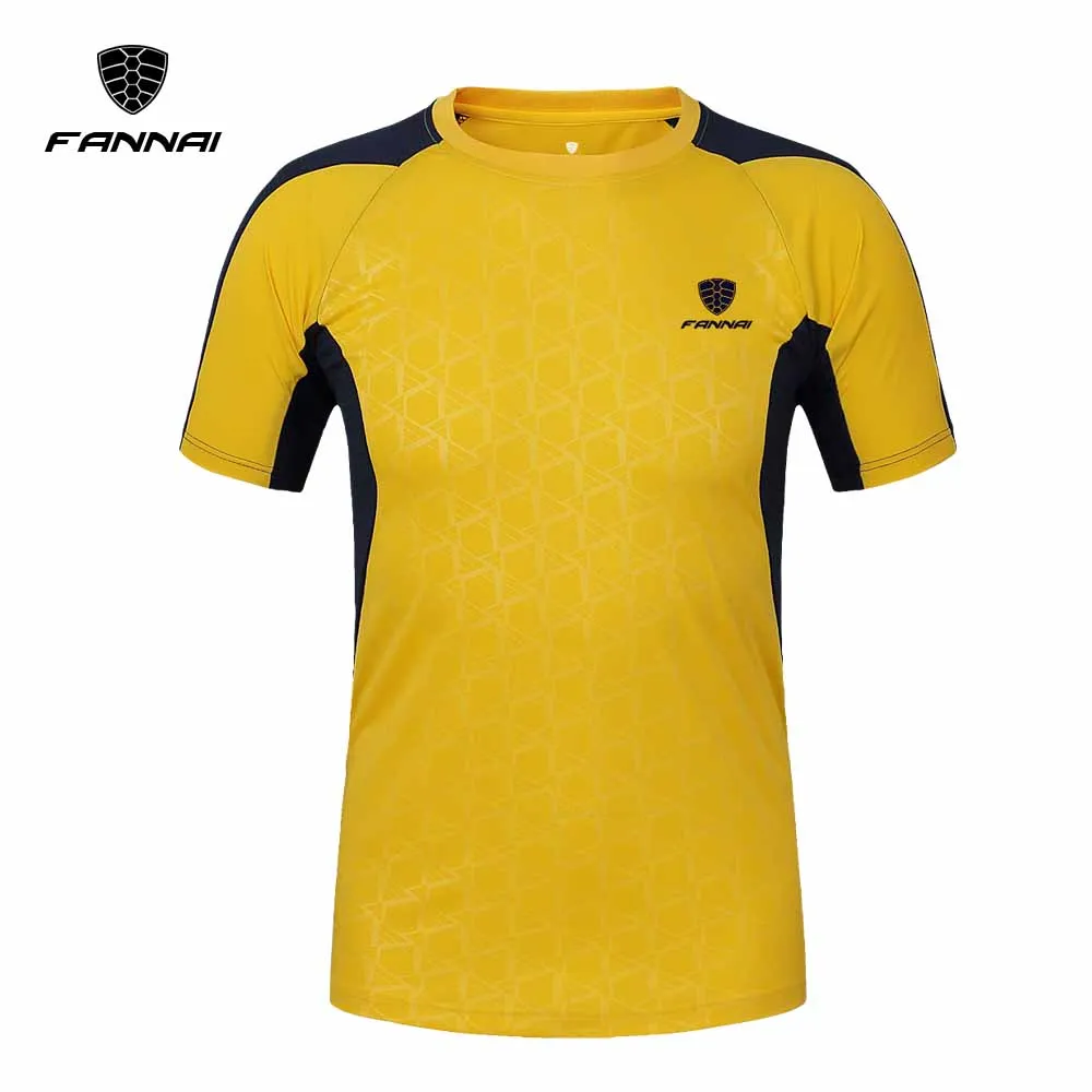 Летние мужские футболки для футбола, футболки для спортзала, футболки для футбола Camisa Masculina Maillot Foot Camisas, тонкие футболки, рубашка для бега - Цвет: FN10 Yellow