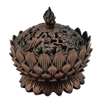 

Tibetan Style Lotus Alloy Tray Tower Incense Censer Burner Classic Religious Incense Burner Fragrant Temple Ornaments Decoration