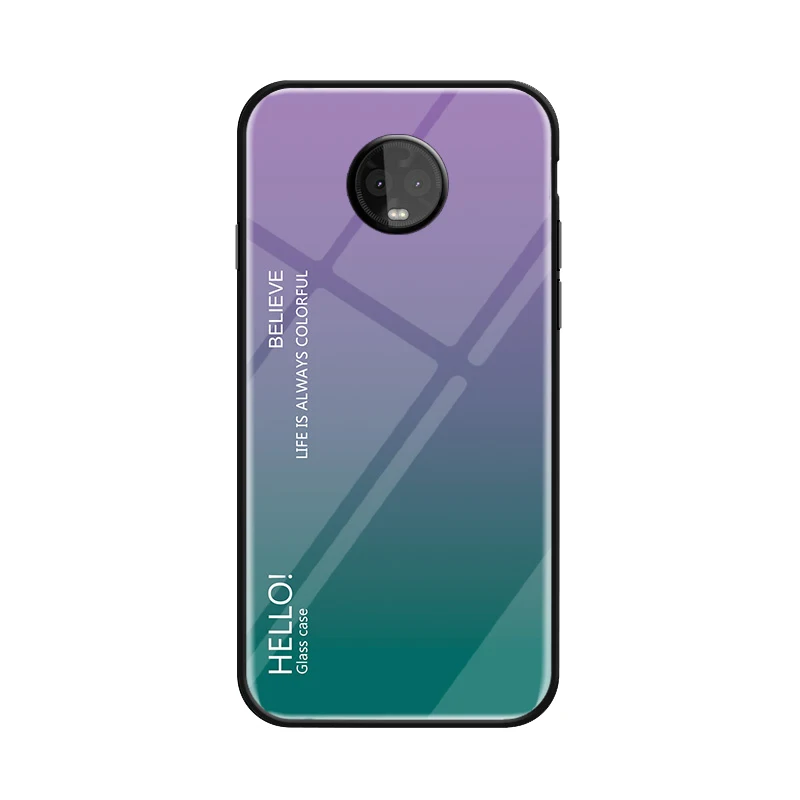 Haissky чехол из закаленного стекла с градиентом для Motorola Moto G6 G6 Plus G6 Play Rainbow задняя крышка для Moto G5S Plus задняя крышка оболочка - Цвет: Purple