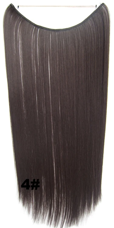 Прямые накладные волосы jeedou, 22 дюйма, 50 г, темно-коричневые, розовые, серые, синтетические женские простые шиньоны - Цвет: #4