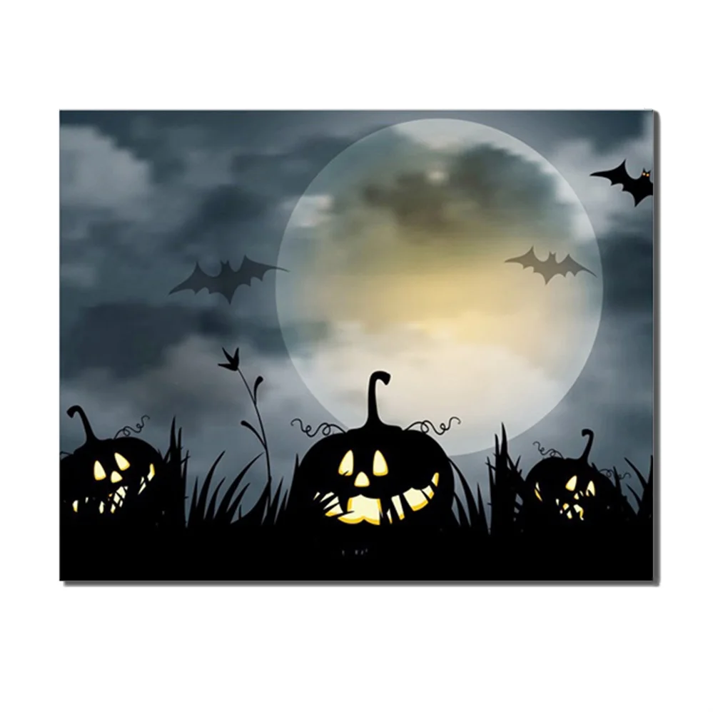 

Halloween Theme Pumpkins Moon Abstract Canvas For Home Decoration Mural Wallpaper Modern Artwork Living Room Bedroom Store Decor