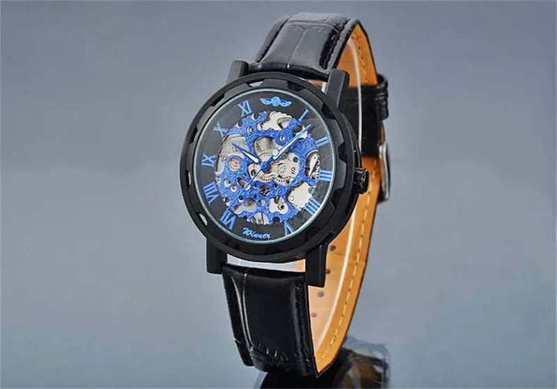 Мужские механические часы со скелетом, победитель, наручные часы, мужские часы, кожа, Relogio Masculino, роскошные модные повседневные наручные часы