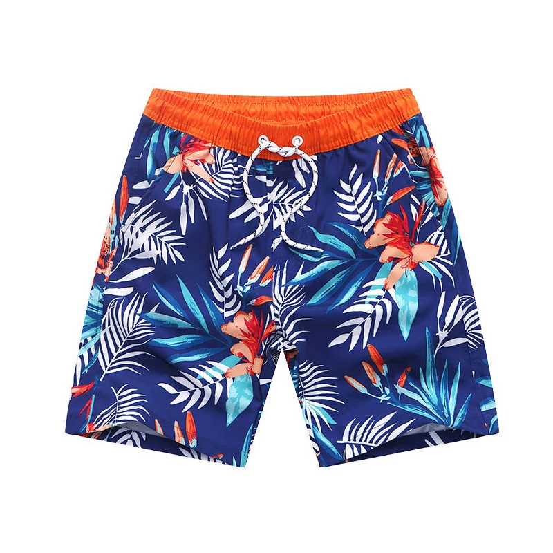 QUZtww Boys Summer Surf Shorts Activities Shorts Tropical Leaves Flower for Swimming Travel Mesh Liner Waistband
