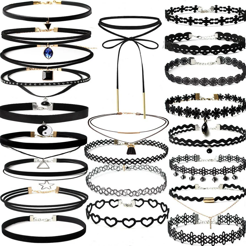 Bling-World Новый Модный женский набор из 22 предметов Классический готический шнурок