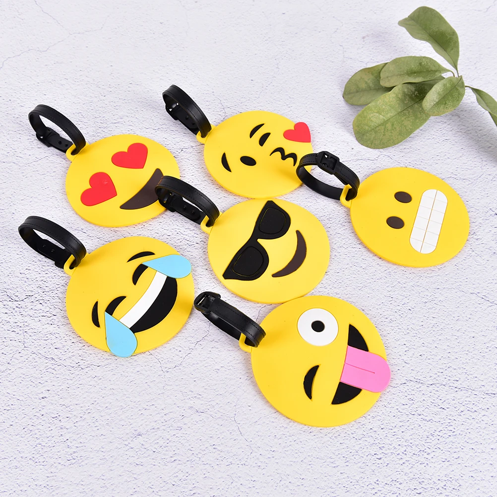 

Creative Emoji Silica Gel Suitcase ID Address Holder Baggage Boarding Tag Portable Label Travel Accessories Luggage Tag 1PCS