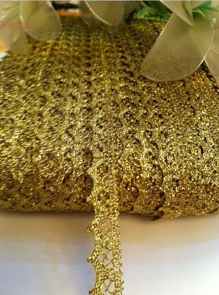 1.2cm Width Vintage Gold Lace Trim 5 Meters/lot