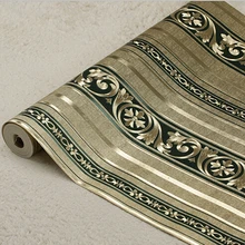 European Luxury Gold Striped Wallpaper PVC 3D Embossed Gold Foil Wallpaper Roll Damascus Mural Wall Paper Living Room Bedroom