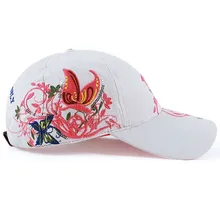 Женская милая вышитая бабочка шапка высокого качества бейсболка S Регулируемая хлопковая Повседневная Кепка Snapback модная для женщин