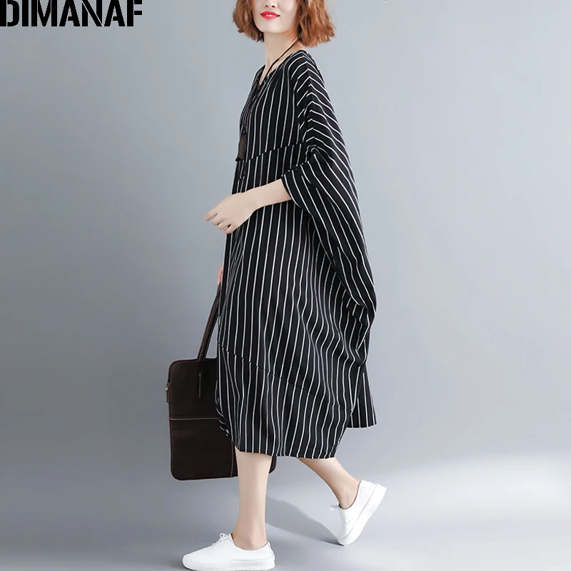 DIMANAF женское платье больших размеров одежда для женщин Vestidos рукав летучая мышь в