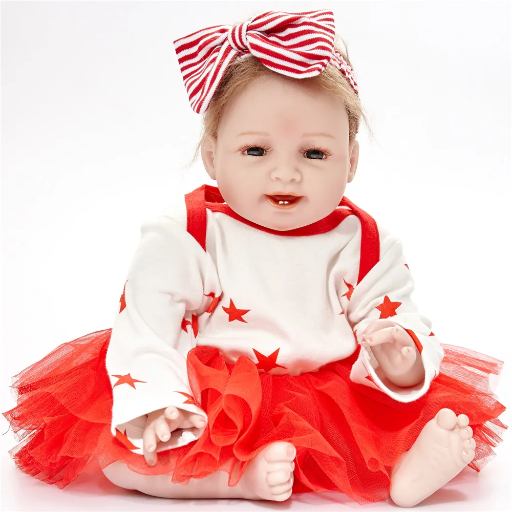 

22inch Reborn Doll toys Soft Silicone Vinyl Lifelike newborn Baby Dolls For Girls birthday christmas Gift