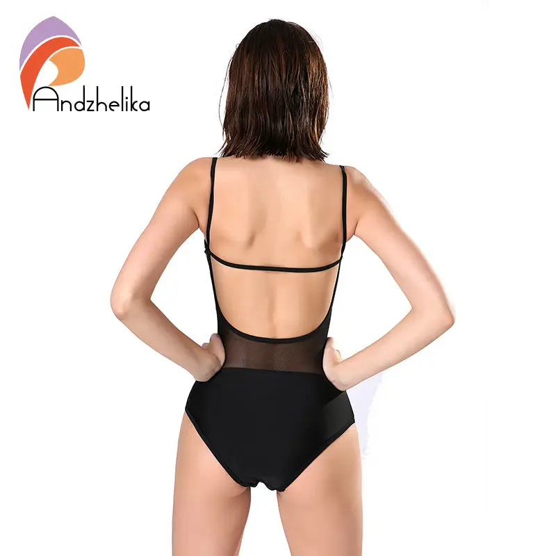 Andzhelika Swimwear Women 2017 Beach One Piece Swimsuit Sexy Mesh Backless Bodysuit Bathing Suit Swim Suit Maillot de bain Femme