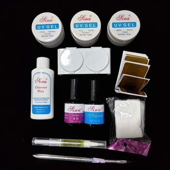 

DIY UV Gel Set Top Coat Pink White Clear Transparent 3 Colors UV Gel Builder Glass Cup Nail Art Tips Gel Nail Manicure Extension