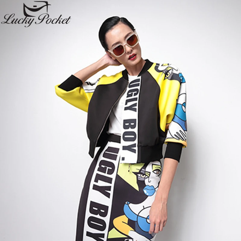 

Female Spring Autumn New Long Sleeve Jacket Women Fashion Letter Hit Color Print Harajuku Coat Casual Loose Slim Overcoat Z524