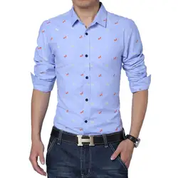 Новинка 2017 весенний стиль Мужская рубашка высокого качества мода досуга молодежи поп однобортный фасон Мужская рубашка с длинным рукавом