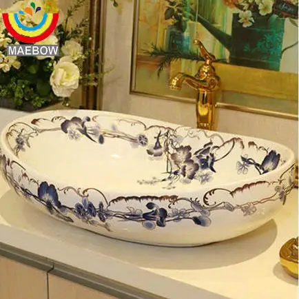 

5Shapes Artistic Porcelain Oval and Rectangular Countertop Lavabo Bathroom Sink Wash Basin