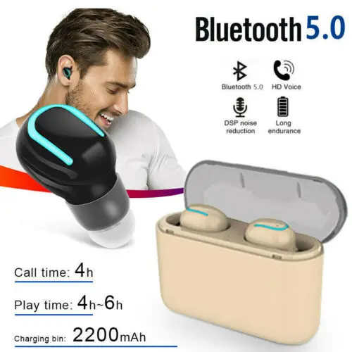 Twins Bluetooth 5 0 беспроводные наушники вкладыши двойные TWS гарнитура с микрофоном