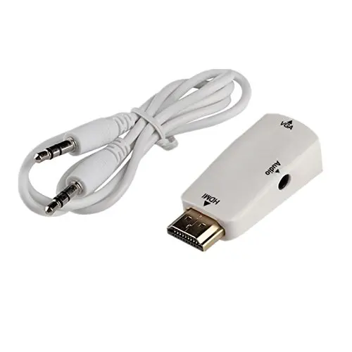 HDMI إلى محول VGA KUYIA 3.5 ملليمتر محول صوت محول ل HDTV/مونيتور/العارض متوافق مع سوني PS3 PS4 (الأبيض)