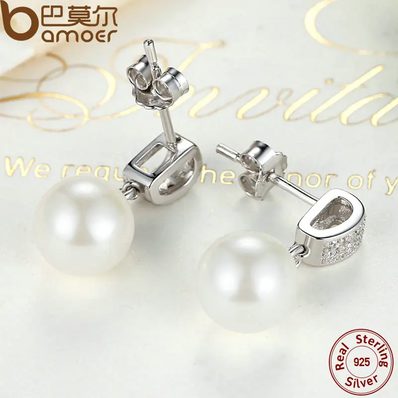 Drop Earrings Fine Jewelry Female Drop Earrings with Pearls Earrings 925 Sterling Silver Jewelry Mother’s Day Gift SCE006