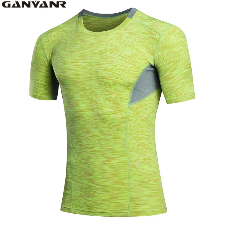 

GANYANR Brand Dry Fit Men Running T Shirts Compression Short Sleeve Man Bodybuilding Training Tights Sport Shirt Jogging Spandex