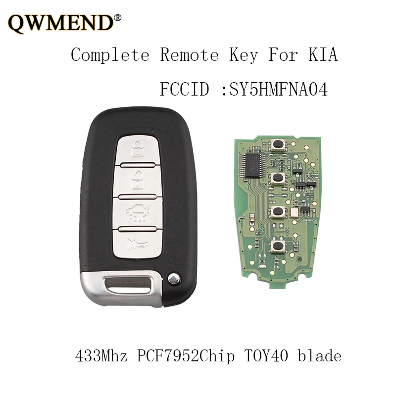 QWMEND 433 МГц полный дистанционный ключ DIY для Kia Sportage Soul Borrego 2010 2011 2012 2013 SY5HMFNA04 PCF7952 чип