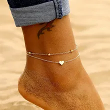 Простые женские браслеты на босую ногу, вязаные крючком сандалии, ювелирные изделия для ног, модные двойные браслеты на лодыжке для женщин