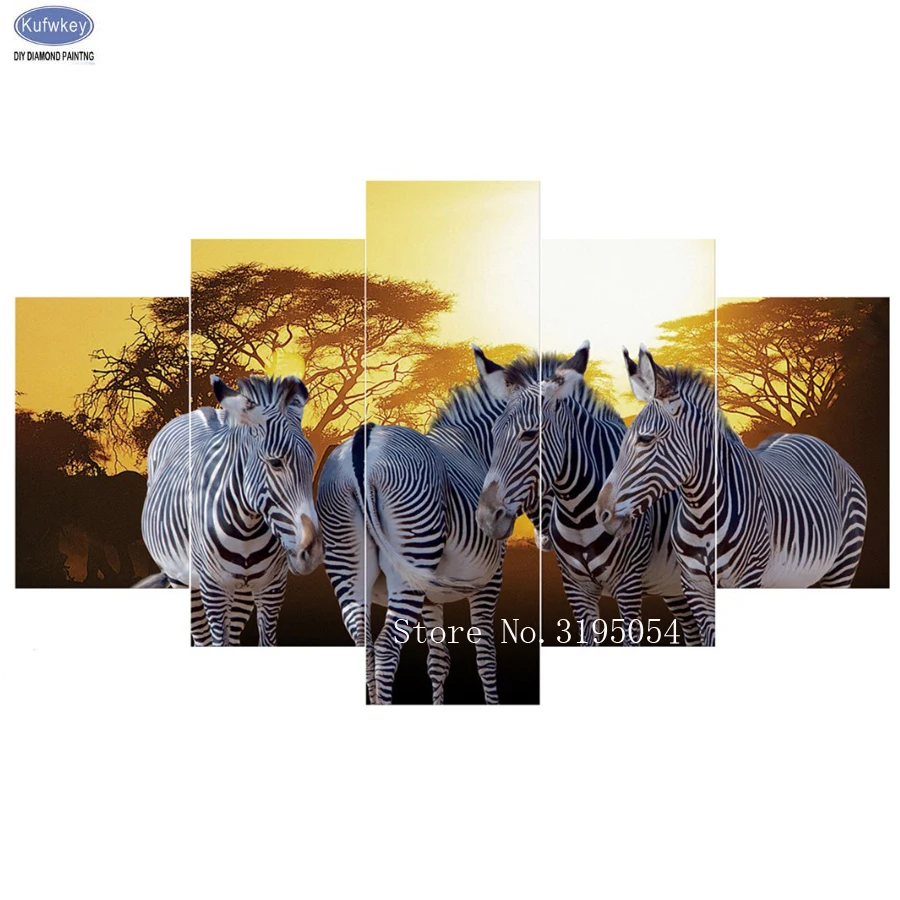 

diamond painting 5 panels sale,Zebra wall painting full square 5d diy Diamond Embroidery Cross Stitch Mosaic Sticker Home Decor