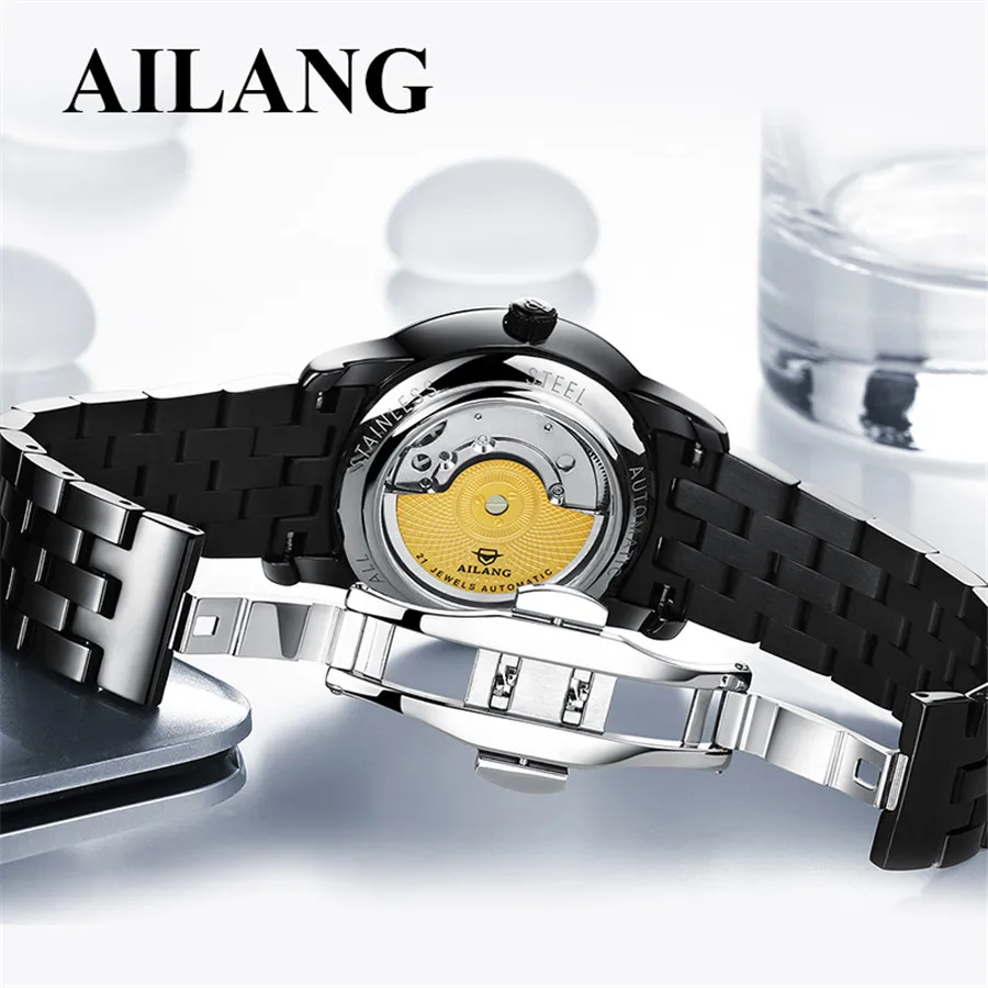 Mechanical Watch: AILANG Brand Ultra-thin dial Fashion Simple Watches Luxury Men's Mechanical Sports Wrist Watch Leather Male Clock Montre Homme