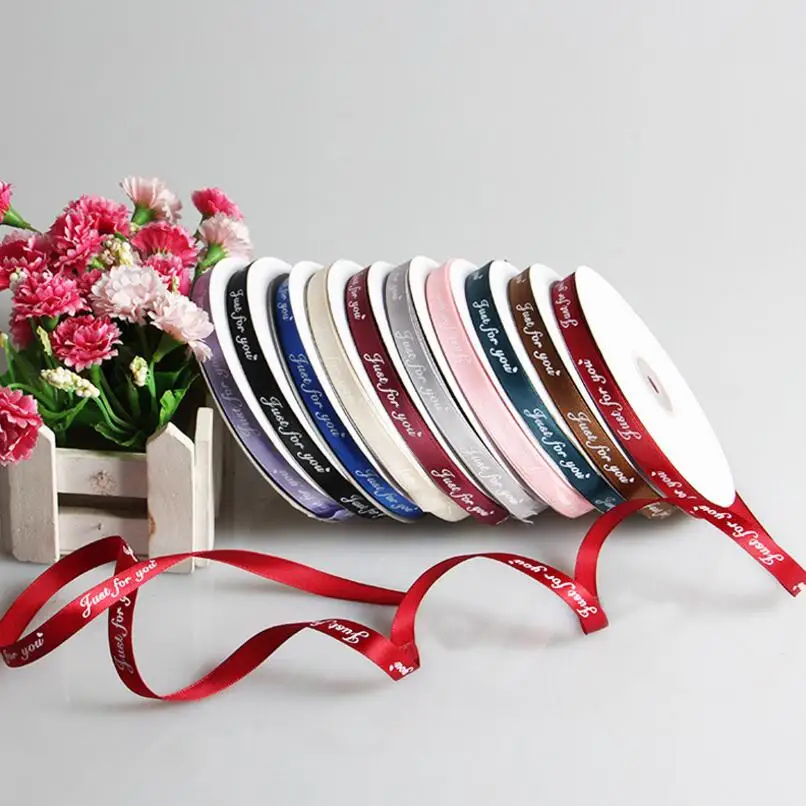 50 Yards 3/8" (10mm) Embossed Ribbons Printed Letter Design Ribbon for