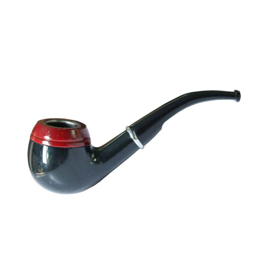 

EKJ 554 Fashion Black & Red Smoking Tobacco Pipe Protable Resin Cigarette Hand Herb Pipe Bent Type Wood Color Weed Pipe