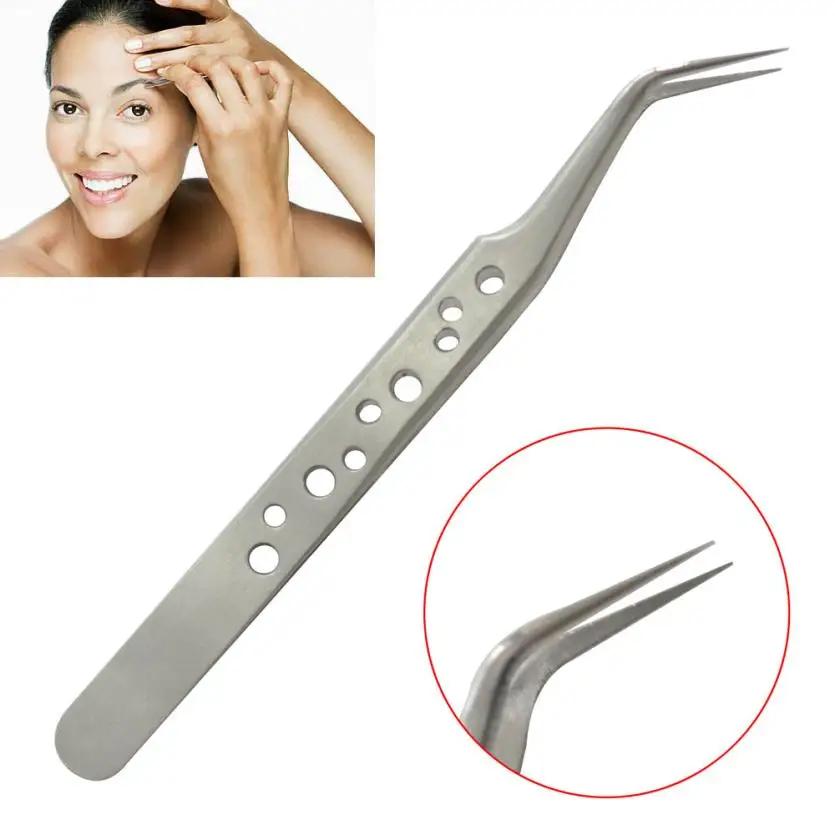Buy 1PCS stainless steel Eyebrow Tweezers professional 9 Hole Precision