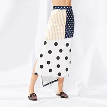 Осенне-зимняя модная винтажная Полосатая юбка в горошек с высокой талией, Женская длинная бархатная юбка, асимметричная элегантная плиссированная юбка Faldas