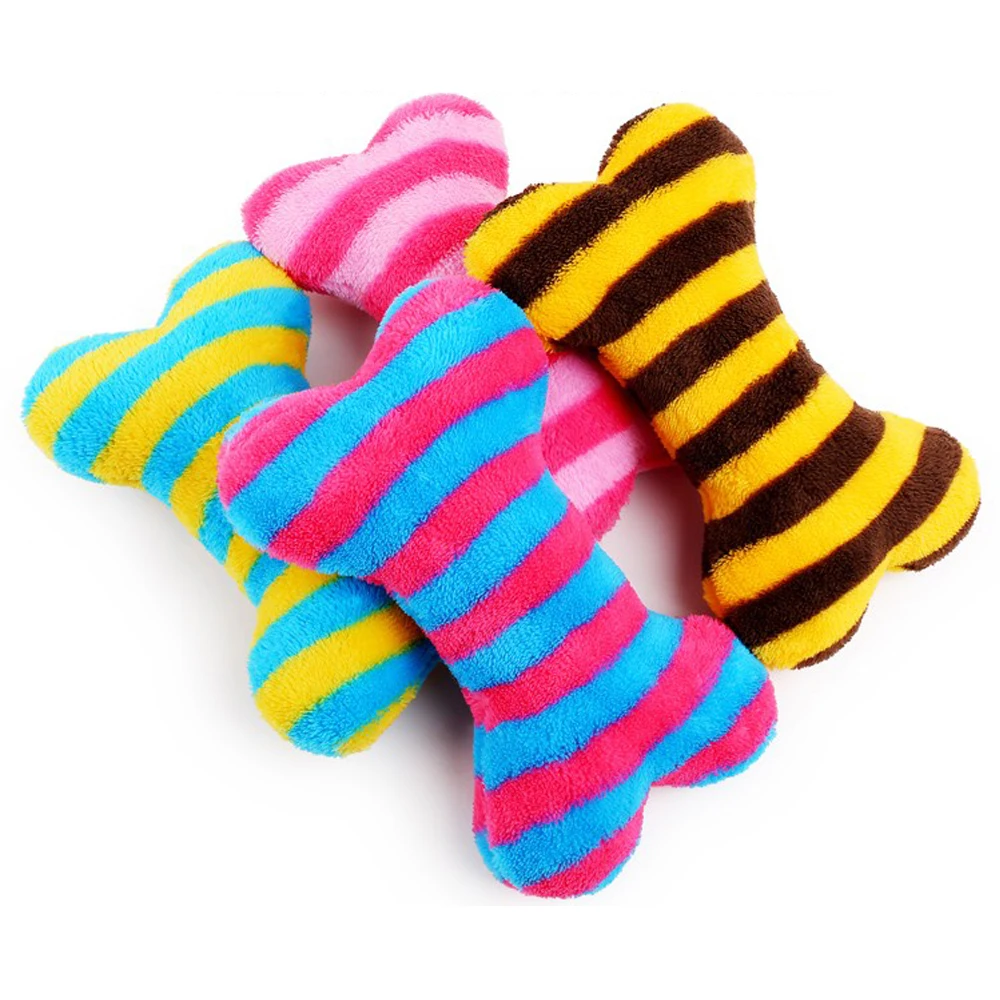 New Arrivals Pet Dog Cat Toys Novelty Plush Striped Bone Dog Squeak Toys Puppy Chew Squeak Toys For Chihuahua Poodle Pet Chew (6)