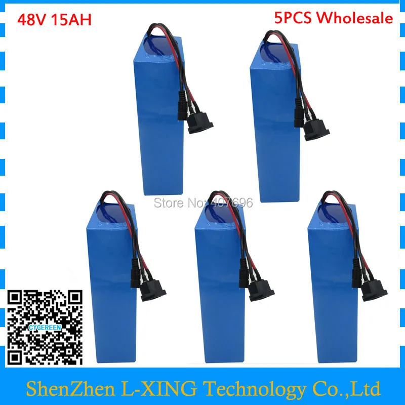 

5PCS Wholesale 48V 15AH electric bike battery 750W 48 V 15AH ebike e scooter battery 20A BMS 2A Charger Free customs fee