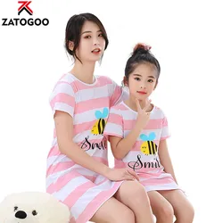 Family Cotton Nightgown Suit Mother Daught Outfit Cute Kid Princess Sleepdress Mother Daughter Girl Sleep Clothes Home Wear Pink Family Cotton Nightgown Suit Mother Daught Outfit Cute Kid Princess Sleepdress Mother Daughter Girl Sleep Clothes Home Wear Pink