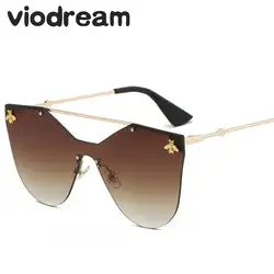 Viodream новые очки дамы металлик полигонов маленькие пчелы солнцезащитные очки Для женщин Брендовая Дизайнерская обувь Óculos де золь 2283