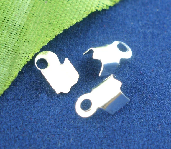

Doreen Box Lovely 1500PCs Crimps Silver Plate LOOPED END CAPS 2.4x3 mm (B01872)