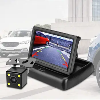 

Car Reversing Image 4.3 Inch Folding Display With 12 Volts 4 Lights Rear View Waterproof Reversing Camera HD