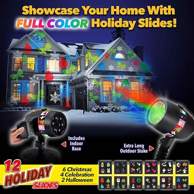 new slide show shower includes 12 full color slides for laser night
