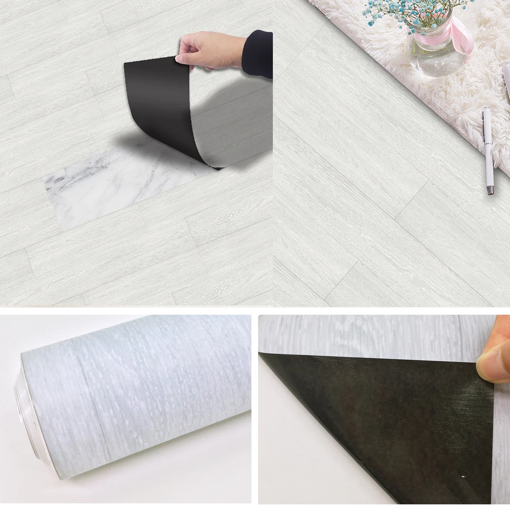 

plain wood grain self-adhesive Thick PVC waterproof floor easy clean wall stickers home decoration skirting bathroom floor stick