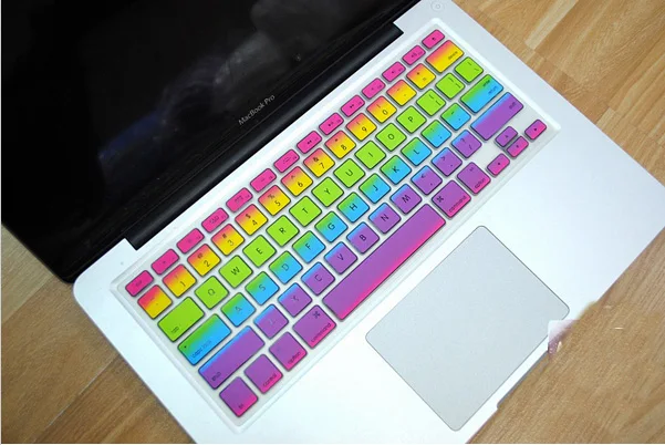 Ультра-тонкий Тетрадь Радуга силиконовая клавиатура кожного покрова для MacBook Air Pro/Retina 13 15 17 iMac G6 нам Стандартный - Цвет: Rainbow