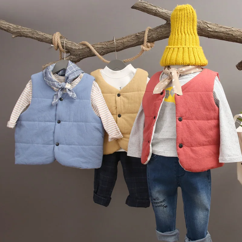 Специальное предложение, детские пальто, зимние детские жилеты для девочек, детский утепленный хлопковый жилет для мальчиков, Детская верхняя одежда