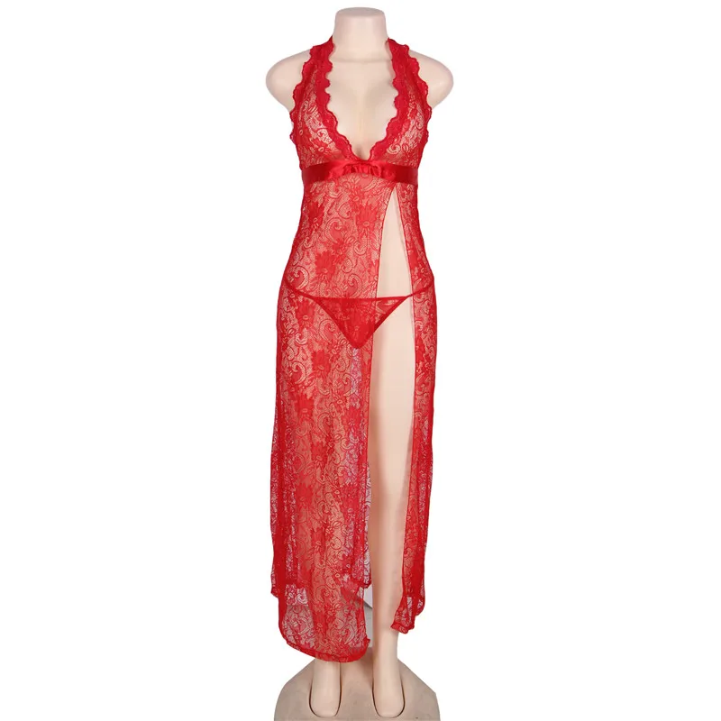 Ohyeahlover сексуальное женское белье Babydoll Эротические платья длинная ночная Для женщин прозрачного кружева рубашки Холтер Открыть пижамы RM80337
