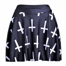 Женская мода новое поступление высокого качества модные сексуальные тонкие черные белые юбки, украшенные крестиками 3D юбки с цифровым принтом